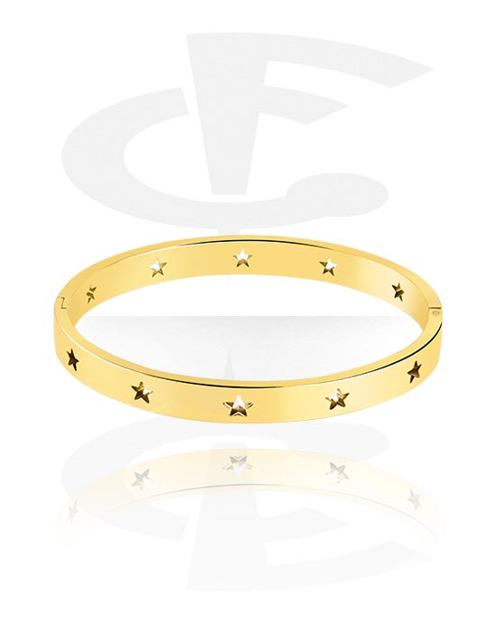 Bracelets, Fashion Bangle with stars, Gold Plated Surgical Steel 316L