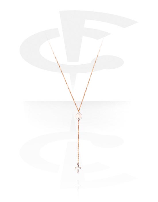 Náhrdelníky, Módní náhrdelník s přívěskem kříž, Chirurgická ocel 316L pozlacená růžovým zlatem