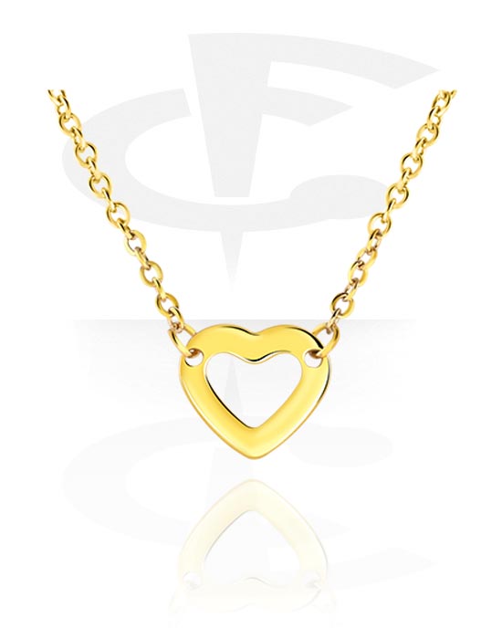 Necklaces, Fashion Necklace with heart pendant, Gold Plated Surgical Steel 316L