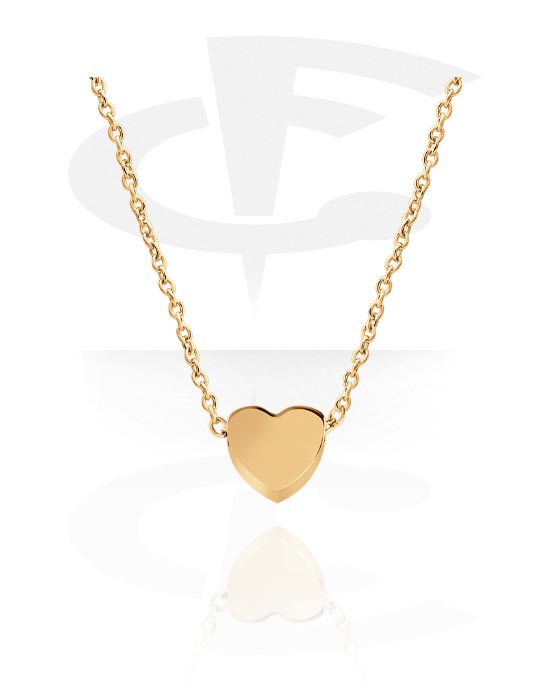 Necklaces, Fashion Necklace with heart pendant, Gold Plated Surgical Steel 316L