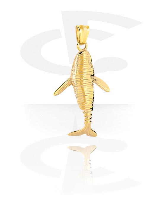 Pendants, Pendant with shark design, Gold Plated Surgical Steel 316L