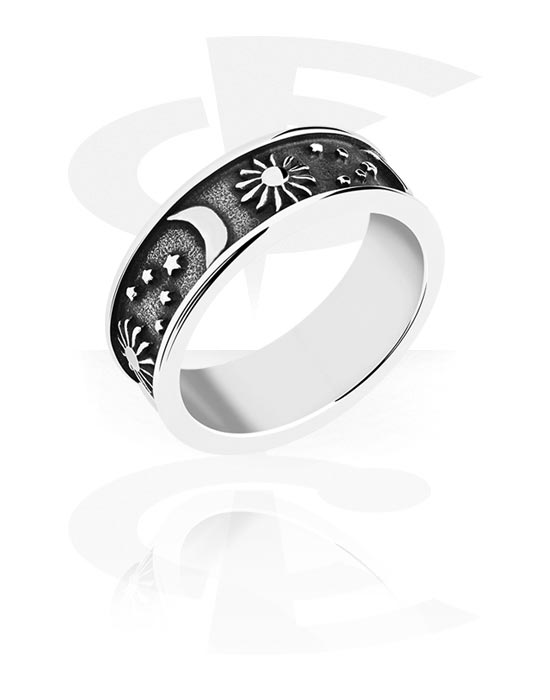 Fingerringe, Ring mit Sonne und Mond-Design, Chirurgenstahl 316L