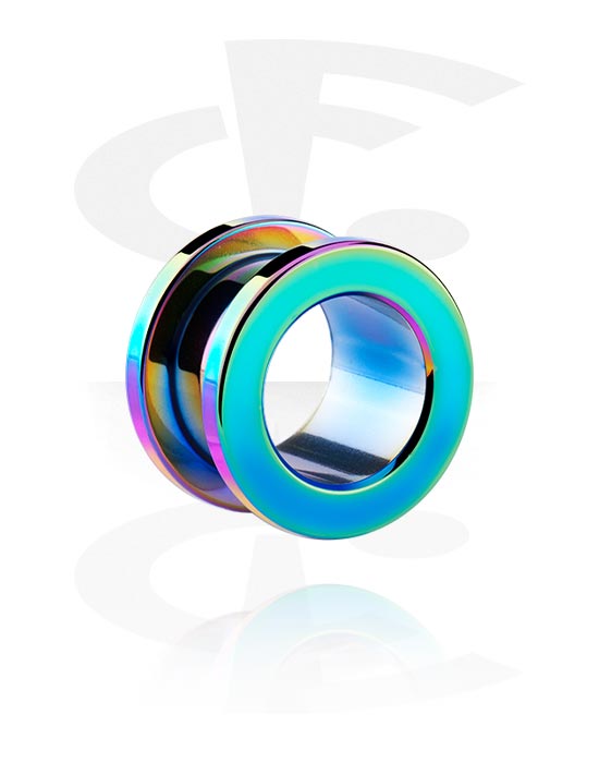 Tunnels & Plugs, Screw-on tunnel (surgical steel, various colours) with metallic look, Surgical Steel 316L