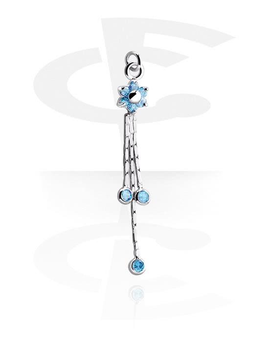 Kuličky, kolíčky a další, Přívěsek (pokovená mosaz) s designem květina a krystalovými kamínky, Pokovená mosaz