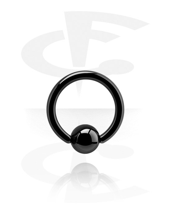 Piercing Ringe, Ball Closure Ring (Chirurgenstahl, schwarz, glänzend) mit Kugel, Schwarzer Chirurgenstahl 316L
