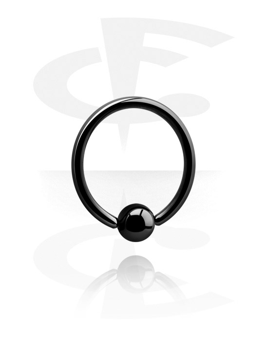 Piercing Rings, Ball closure ring (surgical steel, black, shiny finish) with Ball, Black Surgical Steel 316L