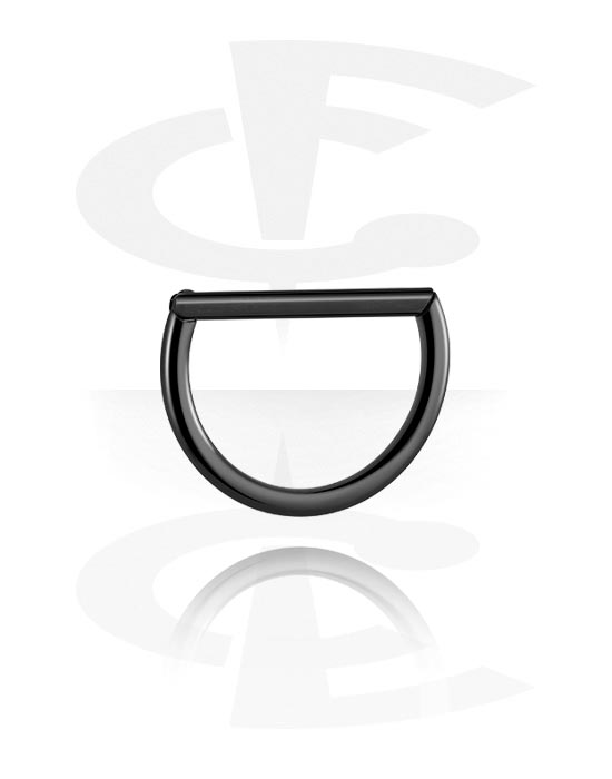 Piercing Rings, Piercing clicker (surgical steel, black, shiny finish), Surgical Steel 316L