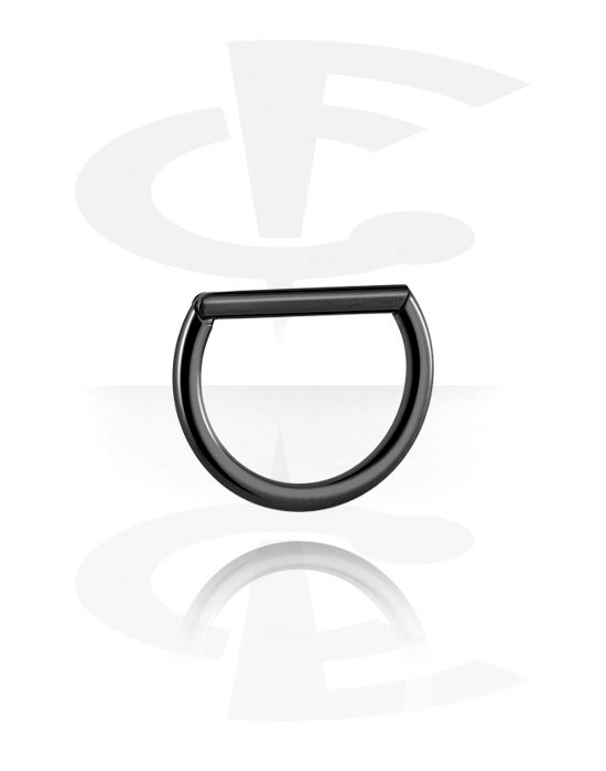 Piercingové kroužky, Piercingový clicker (chirurgická ocel, černá, lesklý povrch), Chirurgická ocel 316L