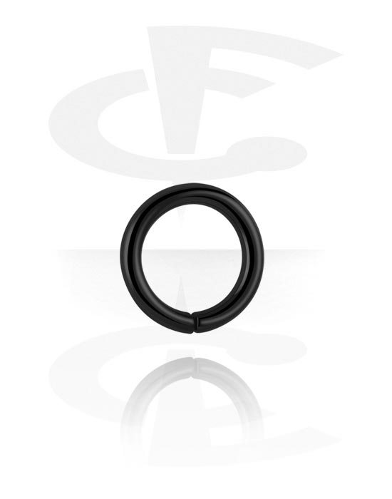 Piercingringer, Kontinuerlig ring (kirurgisk stål, svart, skinnende finish), Svart kirurgisk stål 316L