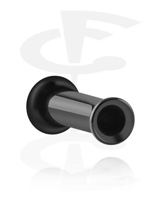 Tunnels & Plugs, Single flared tunnel (surgical steel, black) met O-ring, Chirurgisch staal 316L