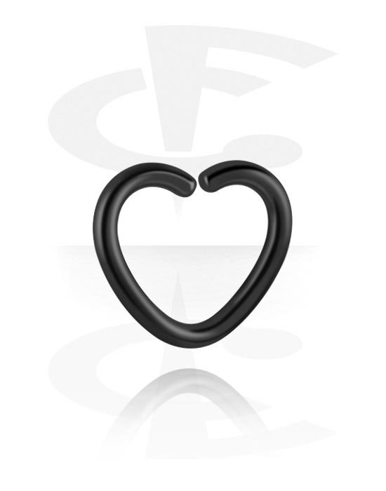 Piercingové kroužky, Spojitý kroužek ve tvaru srdce (chirurgická ocel, černá, lesklý povrch), Černá chirurgická ocel 316L
