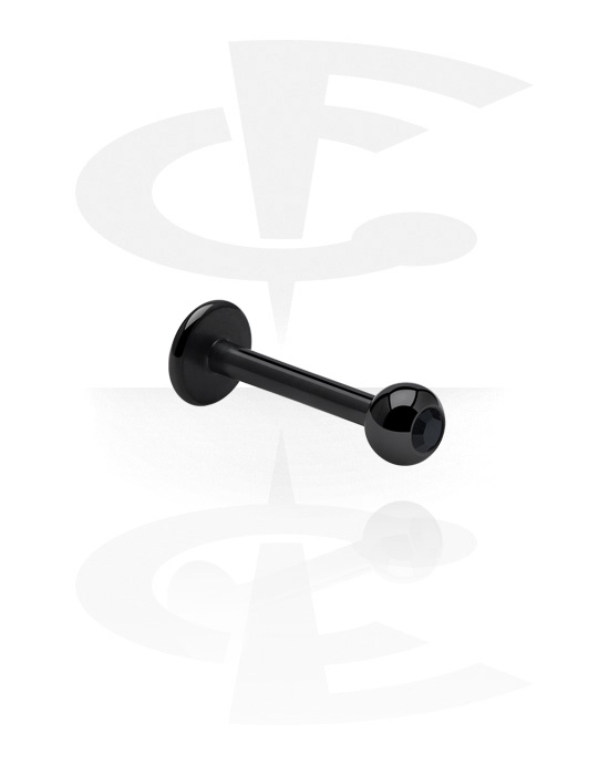 Labrets, Labret (surgical steel, black, shiny finish) met Met steentjes bezet balletje, Chirurgisch staal 316L