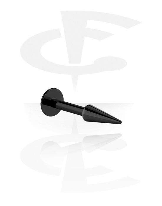 Labrets, Labret (surgical steel, black, shiny finish) with long cone