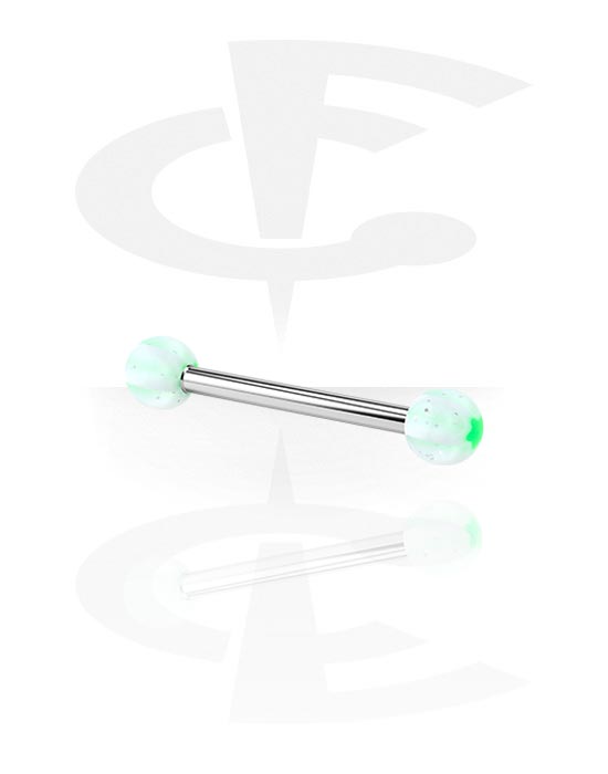 Lige stave, Barbell with "Murano"-Balls, Surgical Steel 316L, Acryl