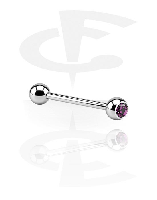 Lige stave, Jeweled Barbell, Surgical Steel 316L