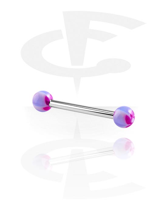 Činky, Barbell with New Twister Flower Balls, Surgical Steel 316L, Acryl