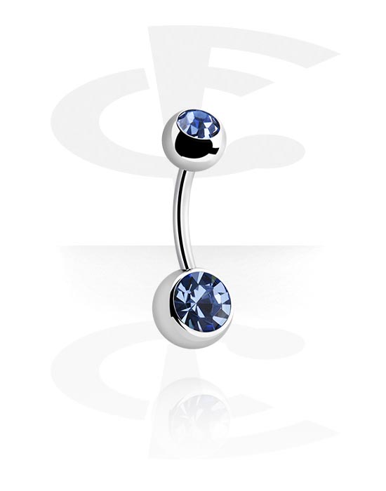 Bananer, Belly button ring (surgical steel, silver, shiny finish) med kristallstenar, Kirurgiskt stål 316L