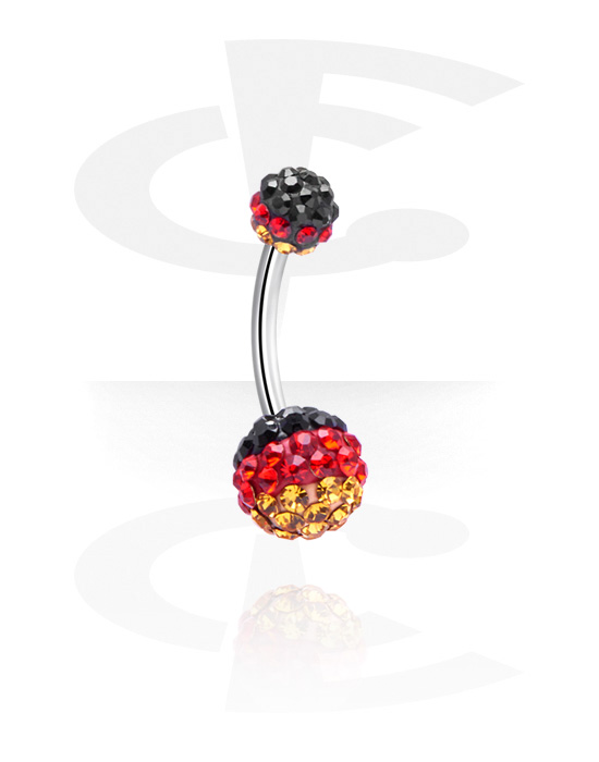 Zahnuté činky, Crystaline Double Jeweled Navel Banana, Surgical Steel 316L