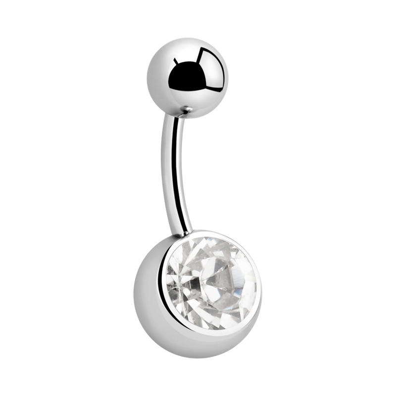 Belly button ring (surgical steel, silver, shiny finish) with