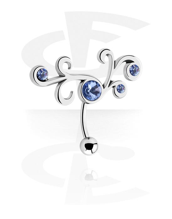 Bananer, Belly button ring (surgical steel, silver, shiny finish) med kristallstenar, Kirurgiskt stål 316L, Överdragen mässing