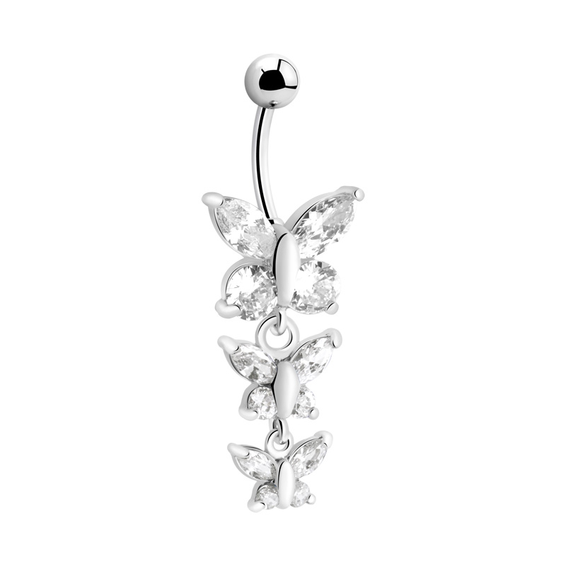 Stainless Steel Belly Button Rings Butterfly Curved Piercing Dangle Navel  Decor 