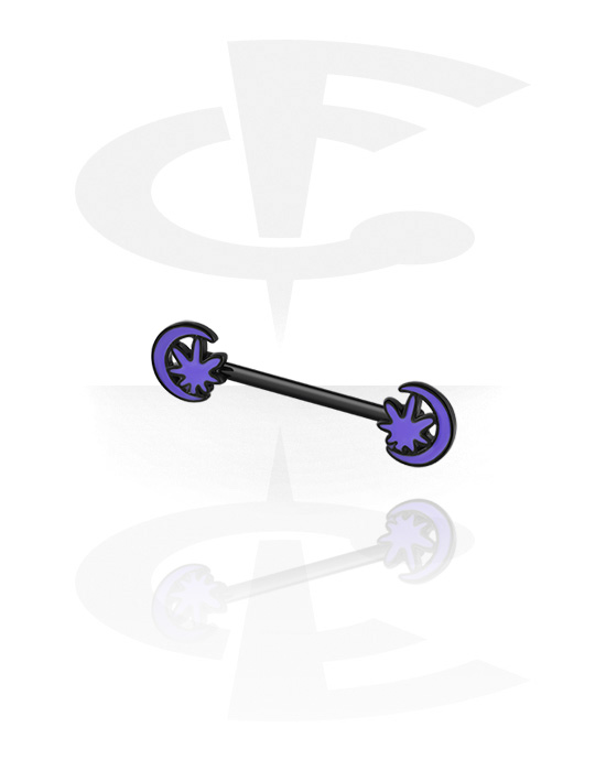 Piercing al capezzolo, Barbell per capezzolo con Half moon design, Acciaio chirurgico 316L ,  Ottone placcato