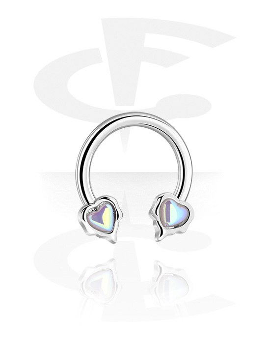 Barres Circulaires, Barre circulaire avec accessoire coeur, Acier chirurgical 316L ,  Laiton plaqué