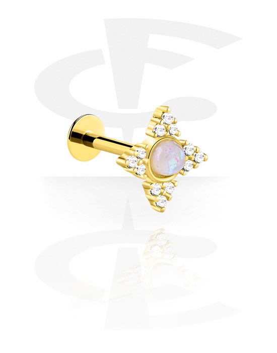 Tragus Piercing with crystal stones (Gold Plated Surgical Steel 316L/Gold  Plated Brass)