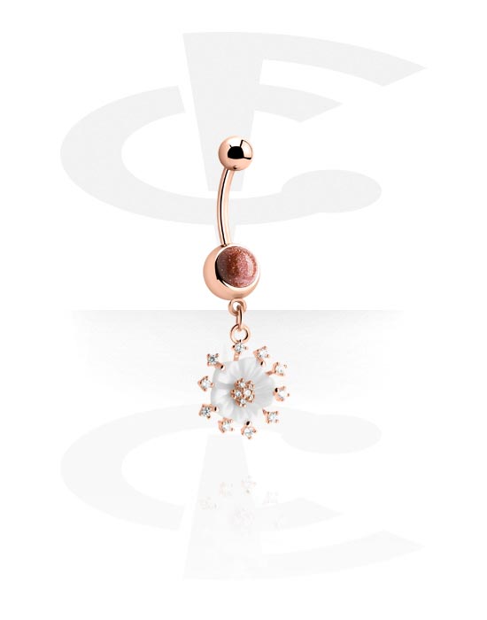 Curved Barbells, Belly button ring (surgical steel, rose gold, shiny finish), Rose Gold Plated Surgical Steel 316L