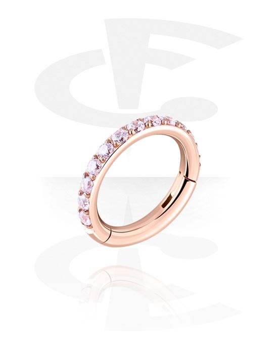 Piercingringar, Multi-purpose clicker (surgical steel, rose gold, shiny finish) med kristallstenar, Roséförgyllt kirurgiskt stål 316L