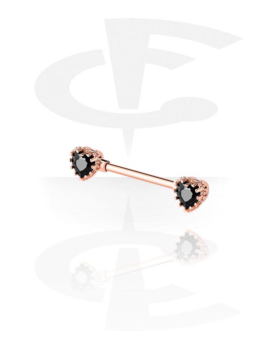 Brustwarzenpiercings, Brustwarzen-Barbell mit Herz-Design, Rosé-Vergoldeter Chirurgenstahl 316L, Rosé-Vergoldetes Messing