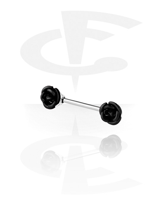 Nipple Piercings, Nipple Barbell with rose design, Surgical Steel 316L, Plated Brass