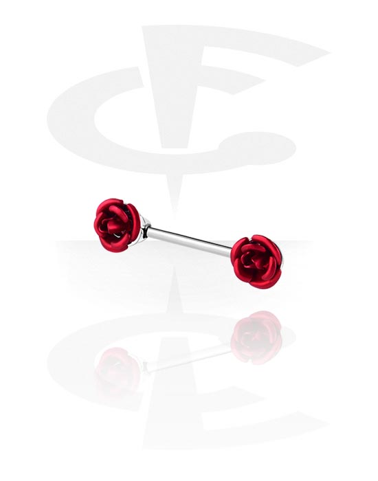 Piercing al capezzolo, Barbell per capezzolo con design rosa, Acciaio chirurgico 316L, Ottone placcato