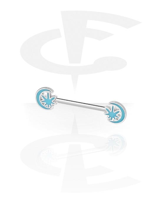 Piercing al capezzolo, Barbell per capezzolo con Half moon design, Acciaio chirurgico 316L ,  Ottone placcato