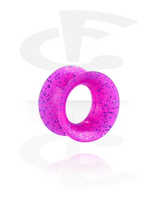 Tunnels & Plugs, Double flared tunnel (silicone, various colours) with glitter, Silicone