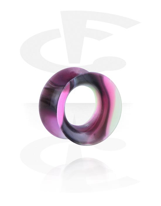 Tunnels & Plugs, Double flared tunnel (silicone, various colors) with marble design, Silicone