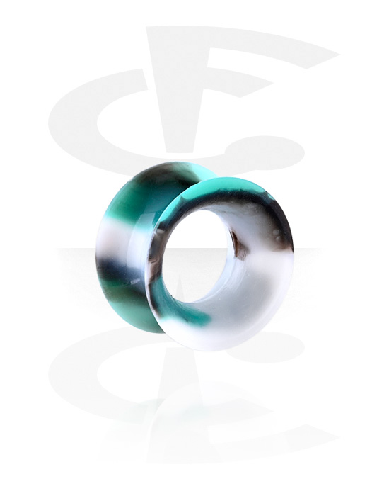 Tunnels & Plugs, Double flared tunnel (silicone, various colors) with marble design, Silicone