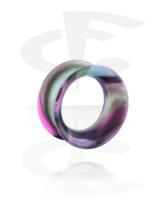 Tunnlar & Pluggar, Double flared tunnel (silicone, various colours) med marble design, Silikon