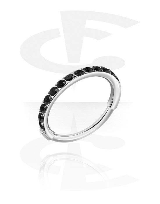 Piercingringar, Piercing-clicker (titan, silver, glänsande finish) med kristallstenar, Titan