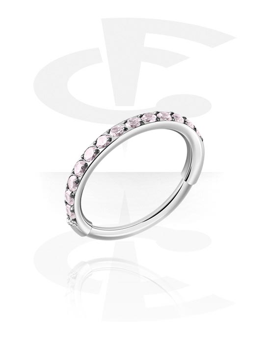 Piercingringar, Piercing-clicker (titan, silver, glänsande finish) med kristallstenar, Titan