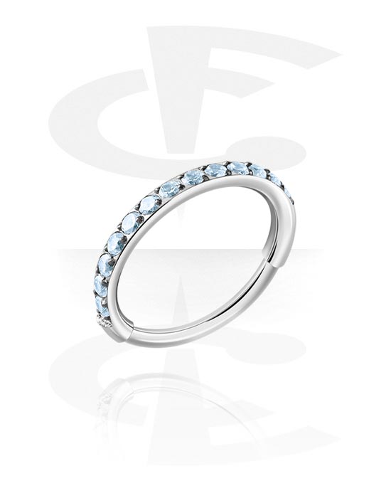 Anneaux, Piercing clicker (titane, argent, finition brillante) avec pierres en cristal, Titane