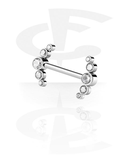 Piercings téton, Barre pour piercing téton avec pierres en cristal, Titane