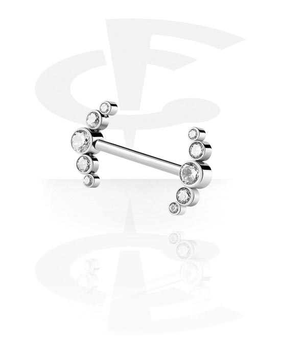 Tepelpiercings, Tepel-barbell met kristalsteentjes, Titanium