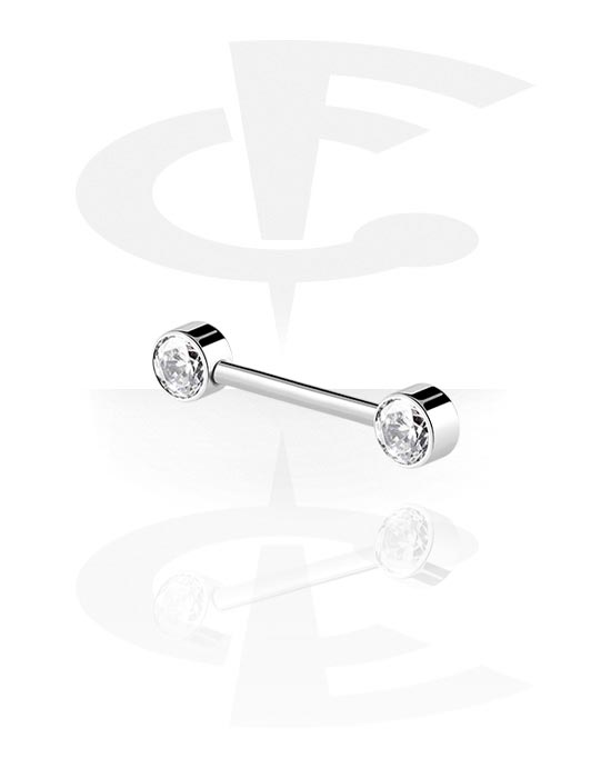 Nipple Piercings, Nipple Barbell with crystal stones, Titanium