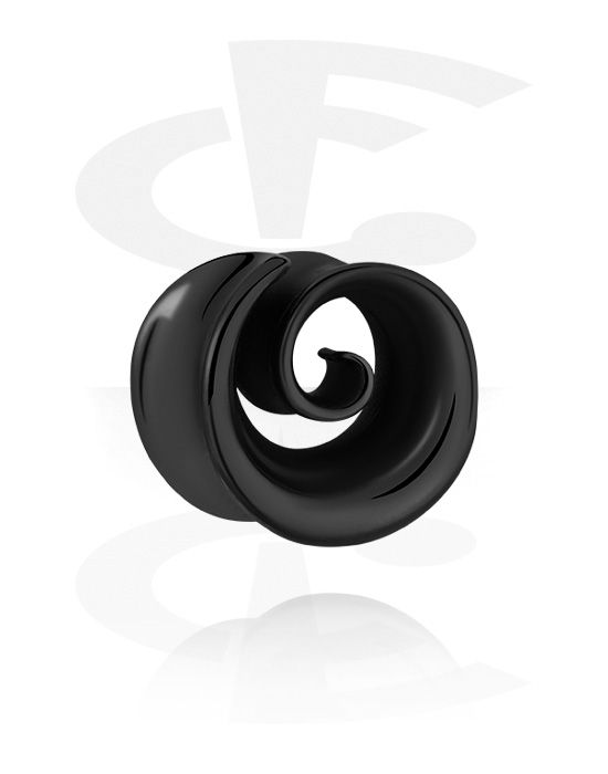 Tunnels & Plugs, Double flared tunnel (surgical steel, black, shiny finish), Stainless Steel 316L