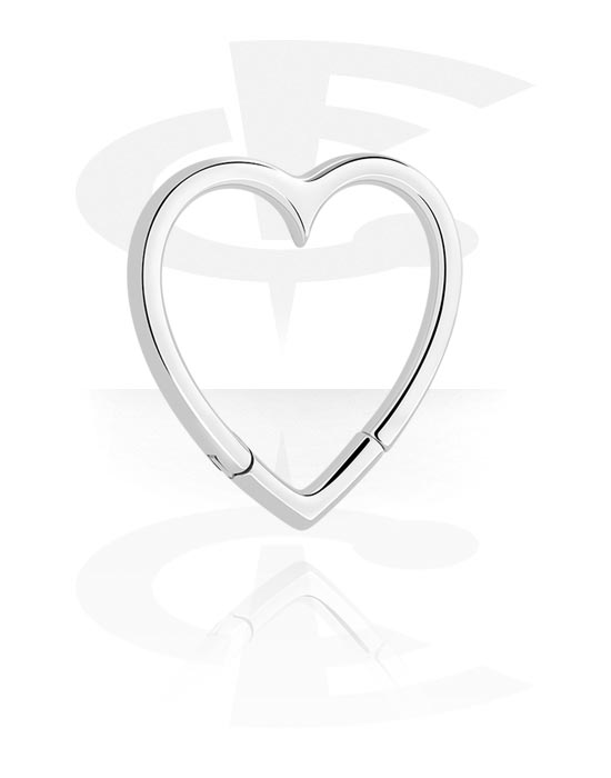 Závaží & hangery do uší, Heart-shaped ear weight (stainless steel, silver, shiny finish) s designem srdce, Nerezová ocel 316L