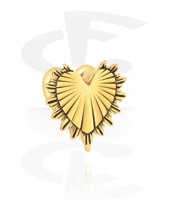 Tunnels & Plugs, Heart-shaped double flared plug (stainless steel, gold, shiny finish), Gold Plated Stainless Steel 316L