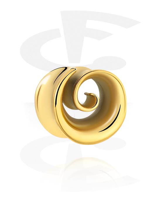 Tunnels & Plugs, Double flared tunnel (surgical steel, gold, shiny finish), Gold Plated Stainless Steel 316L