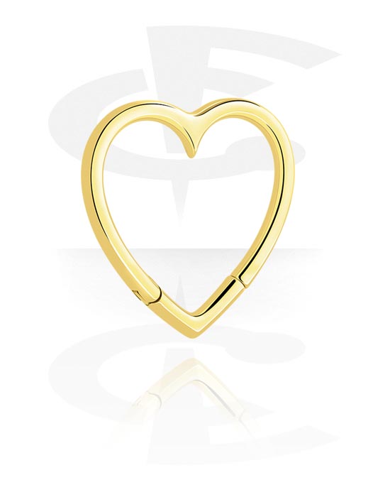 Ciężarki do uszu & Zawieszki, Heart-shaped ear weight (stainless steel, gold, shiny finish) z wzorem serca, Pozłacana stal nierdzewna 316L