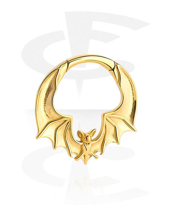 Poids pour les oreilles, Ear weight (acier inoxydable, or, finition brillante) avec motif chauve-souris, Acier inoxydable 316L plaqué or